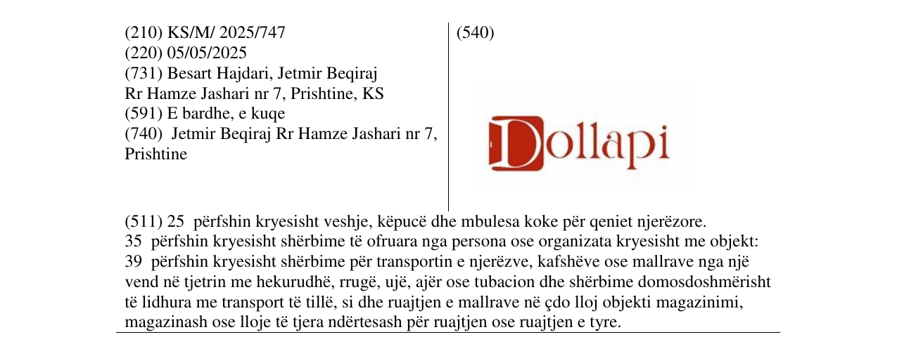 Zëri i markës Dollapi në buletin
