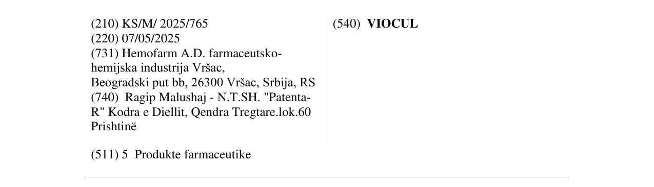 Zëri i markës VIOCUL në buletin