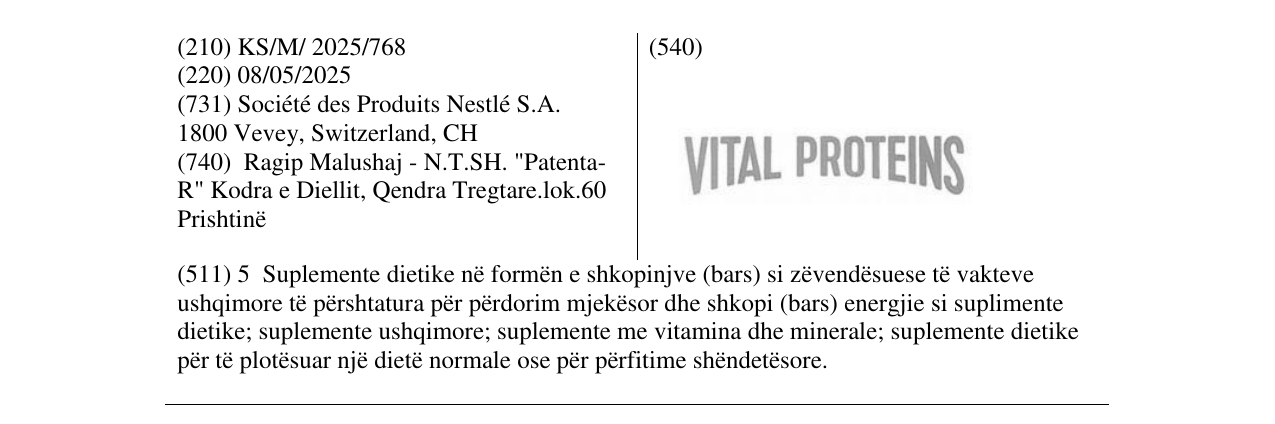 Zëri i markës VITAL PROTEINS në buletin