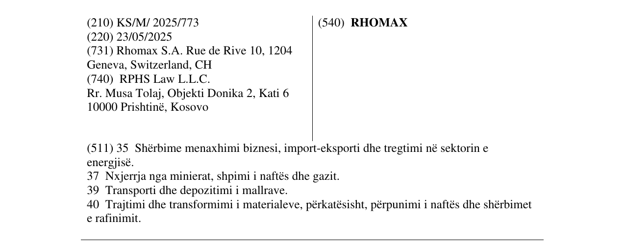 Zëri i markës RHOMAX në buletin