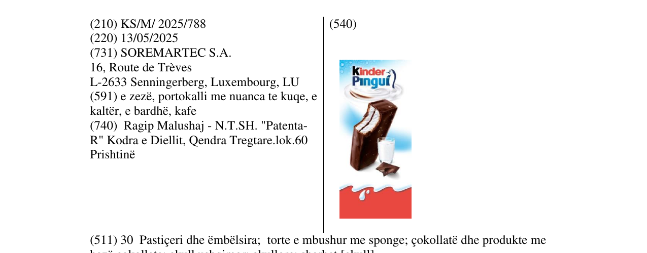 Zëri i markës KINDER PINGU në buletin