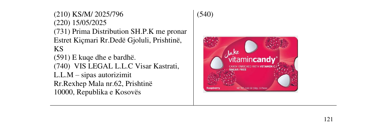 Zëri i markës vitamincandy rasberry në buletin
