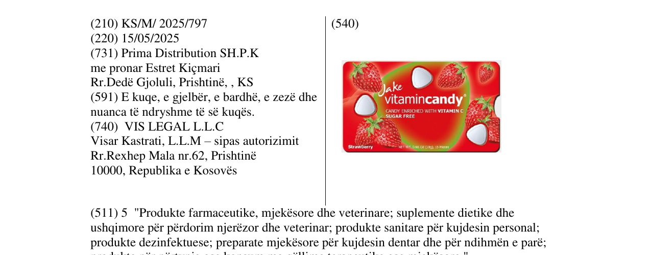 Zëri i markës vitamincandy strawberry në buletin