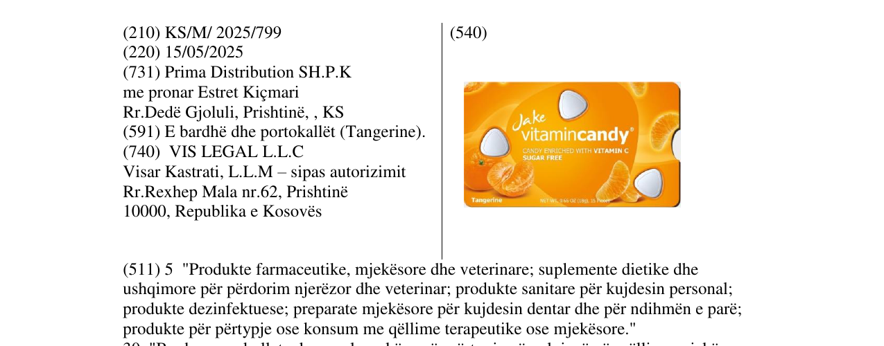 Zëri i markës vitamincandy tangerine në buletin