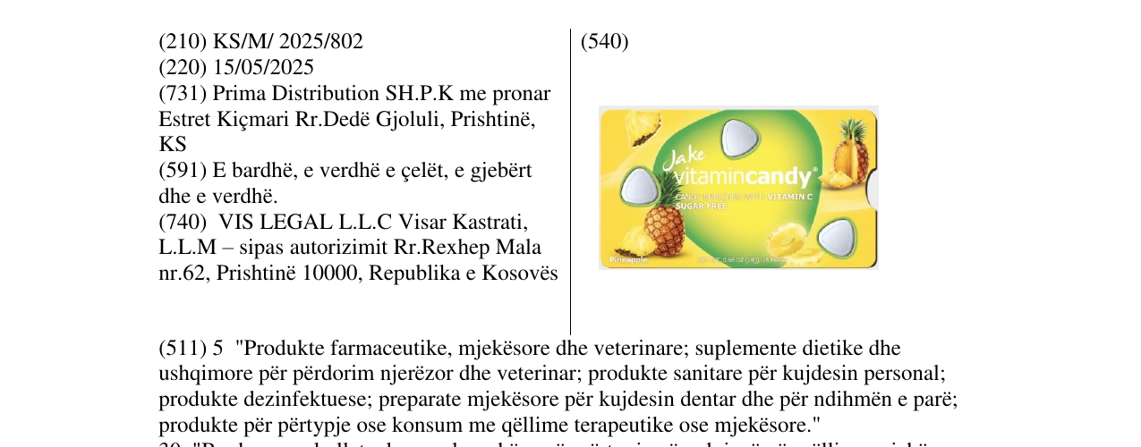Zëri i markës vitamincandy pineapple në buletin