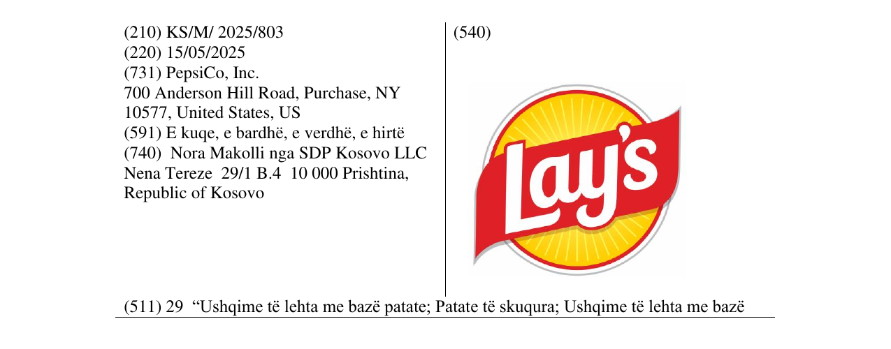 Zëri i markës Lays në buletin
