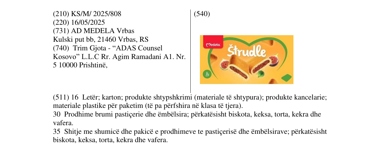 Zëri i markës Strudle në buletin