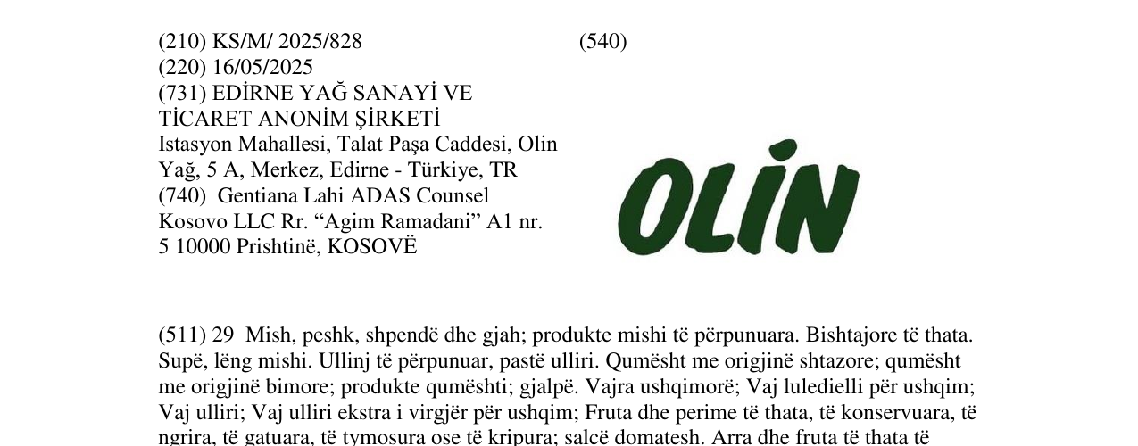 Zëri i markës OLIN në buletin