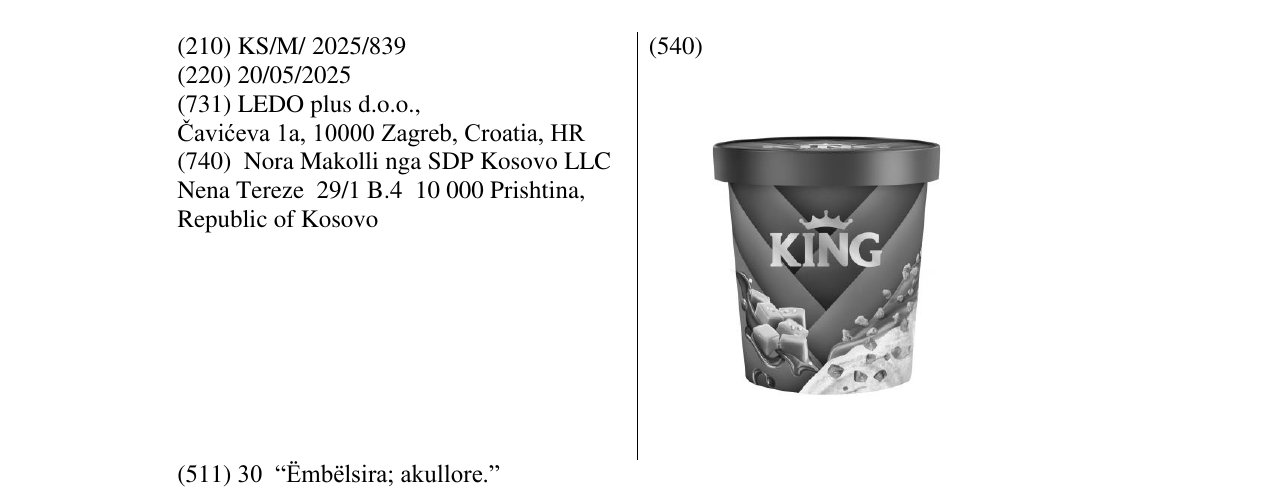Zëri i markës KING CUP në buletin