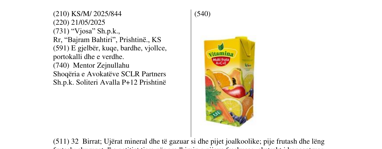 Zëri i markës Vitamina multifruta A+C+E në buletin