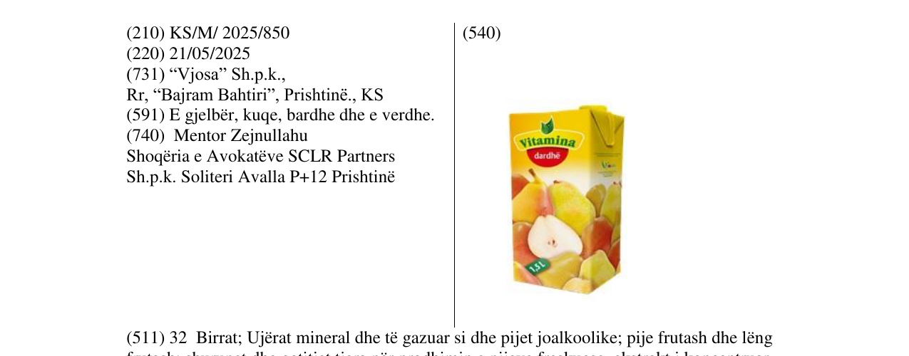 Zëri i markës Vitamina dardhe në buletin