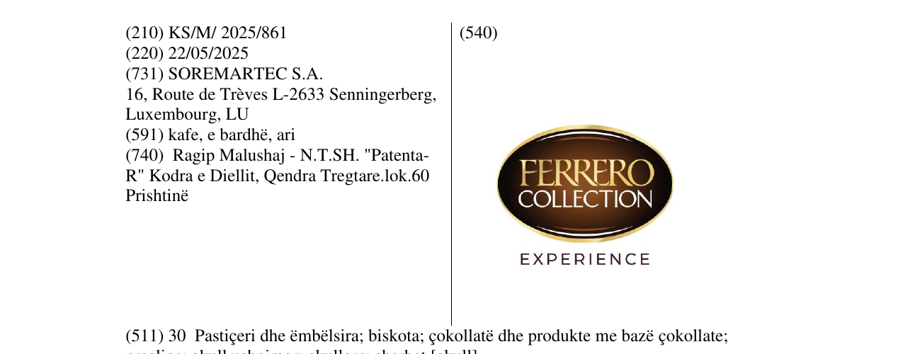 Zëri i markës FERRERO COLLECTION në buletin