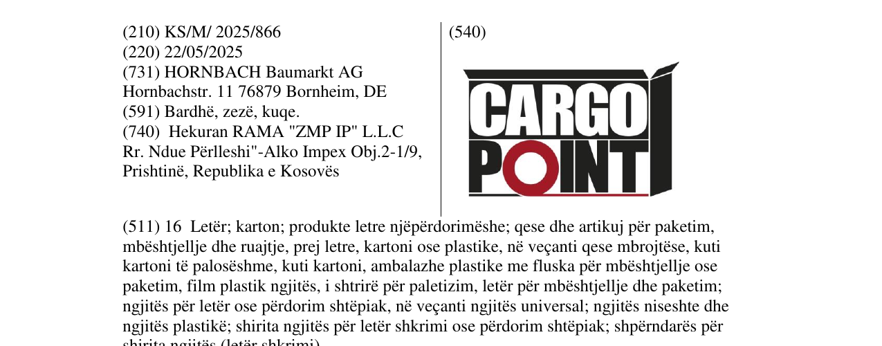 Zëri i markës CARGO POINT në buletin
