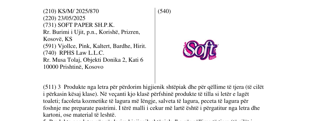 Zëri i markës Soft paper në buletin