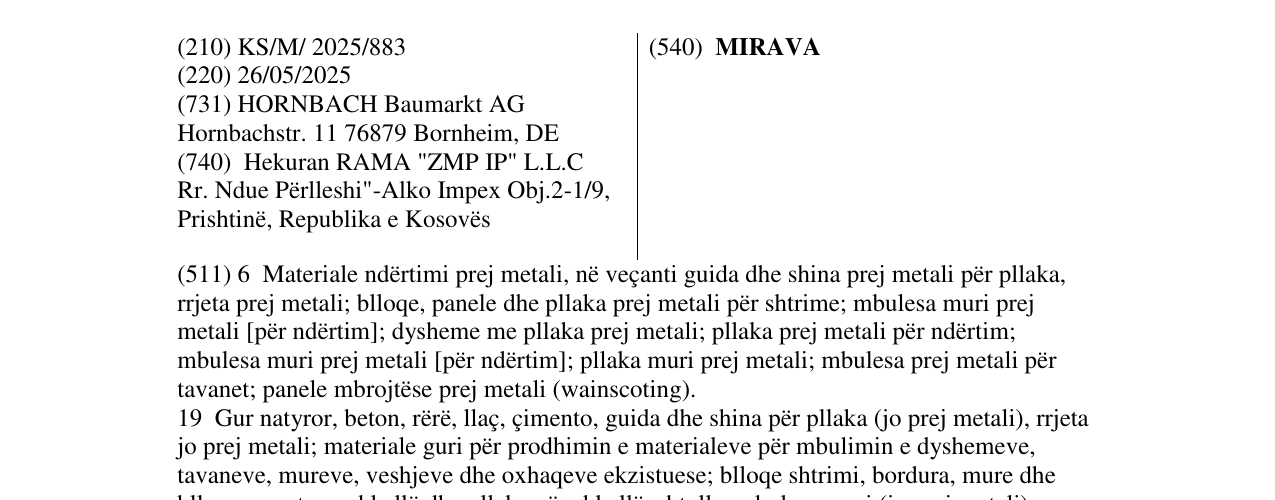 Zëri i markës MIRAVA në buletin