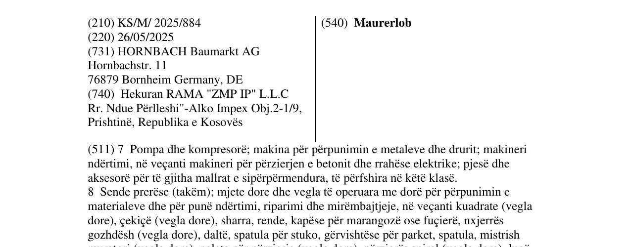 Zëri i markës Maurerlob në buletin