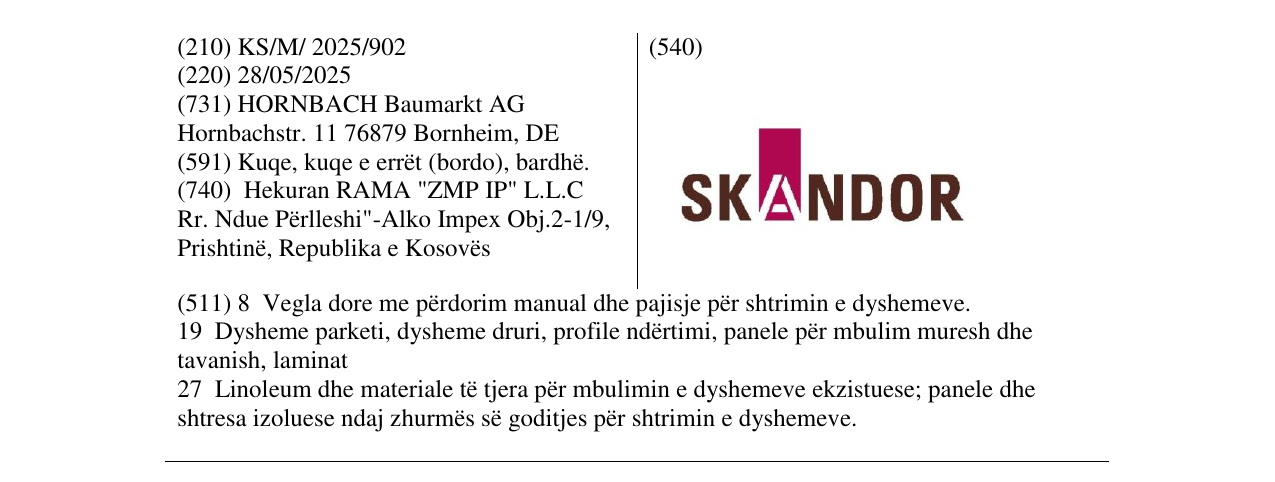 Zëri i markës SKANDOR në buletin