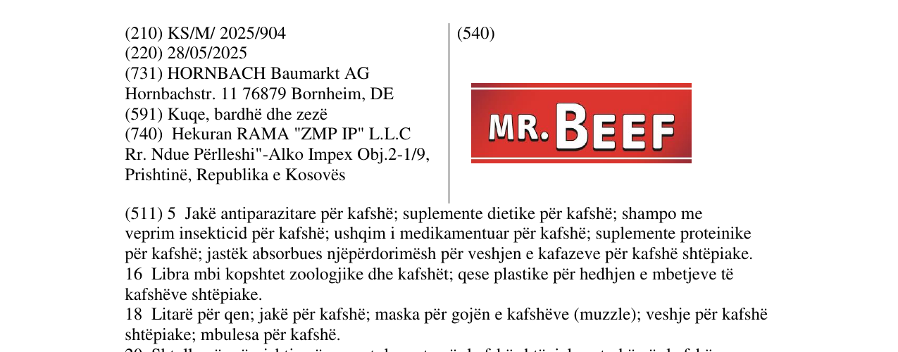 Zëri i markës MR.BEEF në buletin