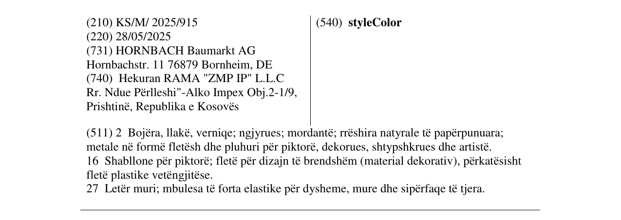 Zëri i markës styleColor në buletin