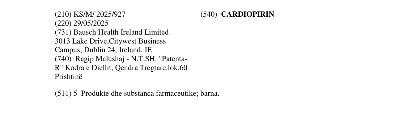 Zëri i markës CARDIOPIRIN në buletin