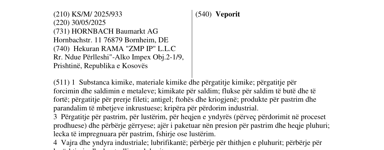 Zëri i markës Veporit në buletin