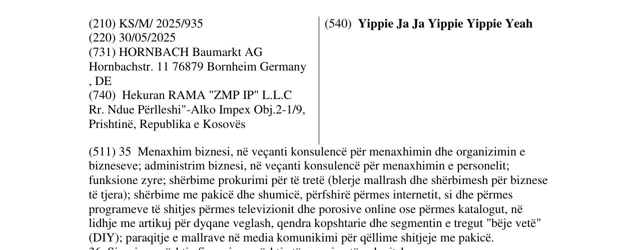 Zëri i markës Yippie Ja Ja Yippie Yippie Yeah në buletin