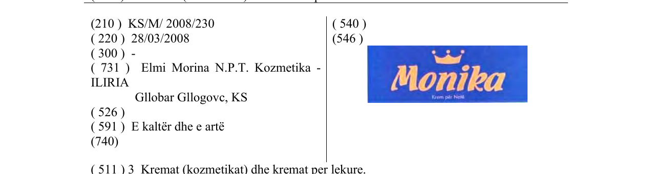 Zëri i markës Monika në buletin