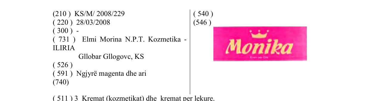 Zëri i markës Monika në buletin