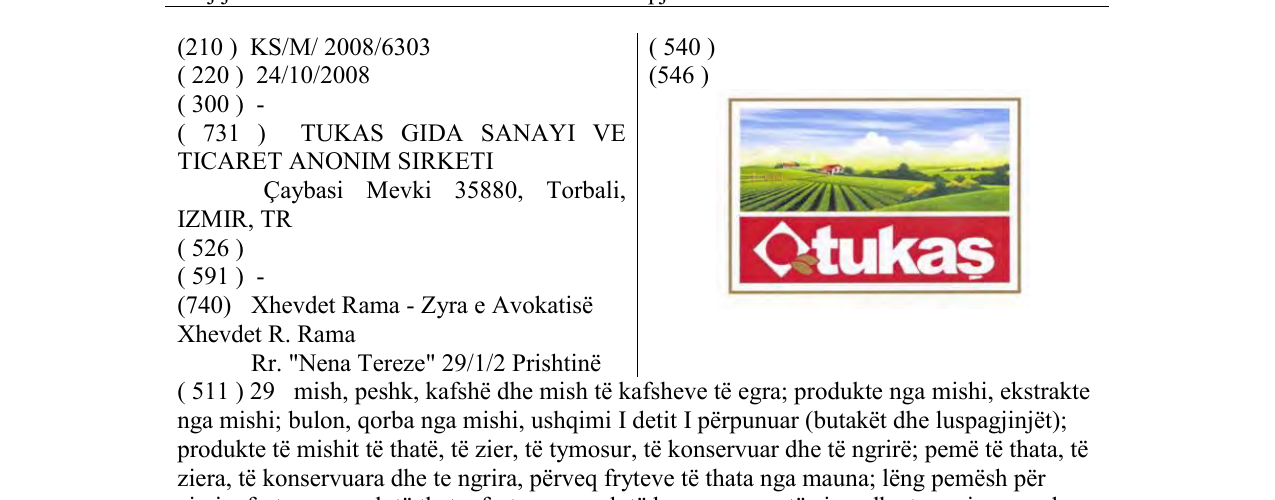 Zëri i markës TUKAS në buletin