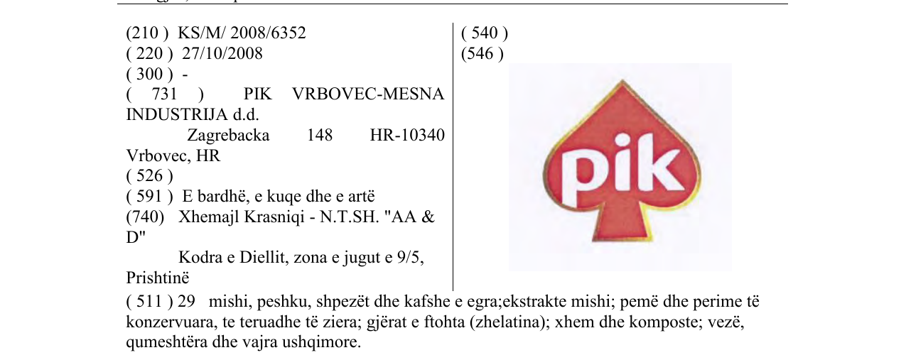 Zëri i markës PIK në buletin