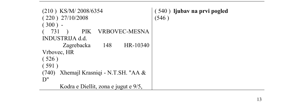 Zëri i markës ljubav na prvi pogled në buletin