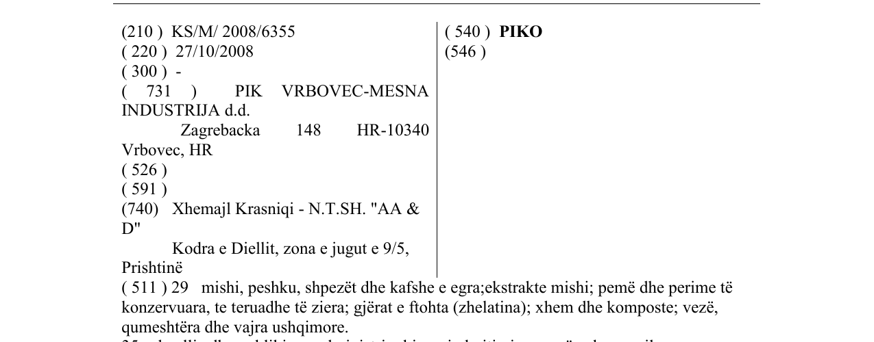 Zëri i markës PIKO në buletin