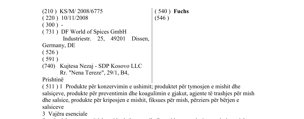 Zëri i markës Fuchs në buletin