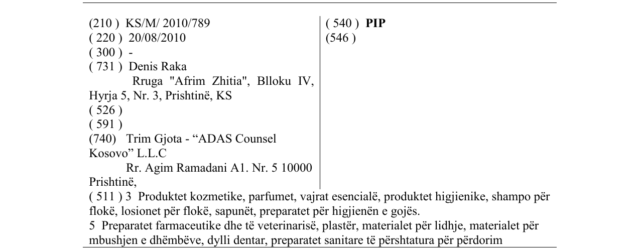 Zëri i markës PIP në buletin