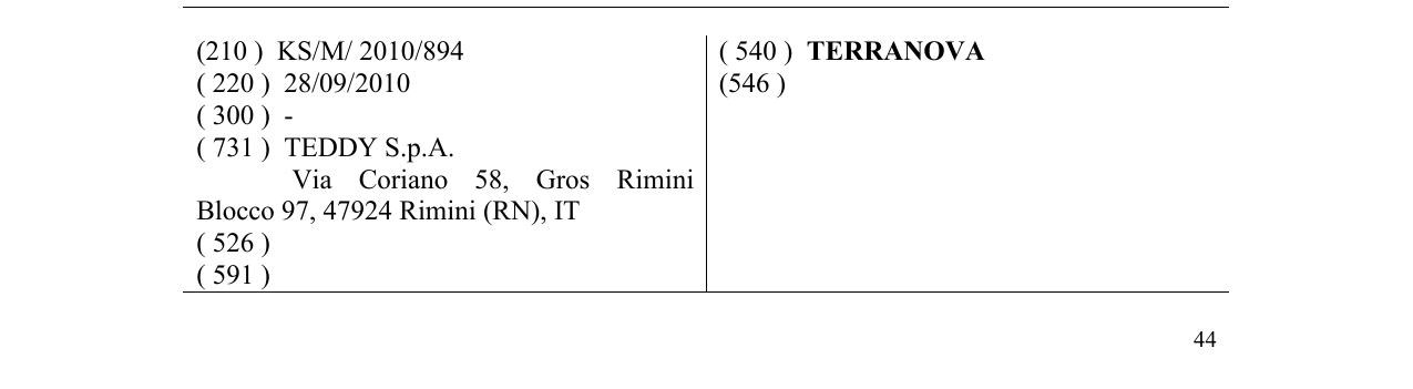 Zëri i markës TERRANOVA në buletin