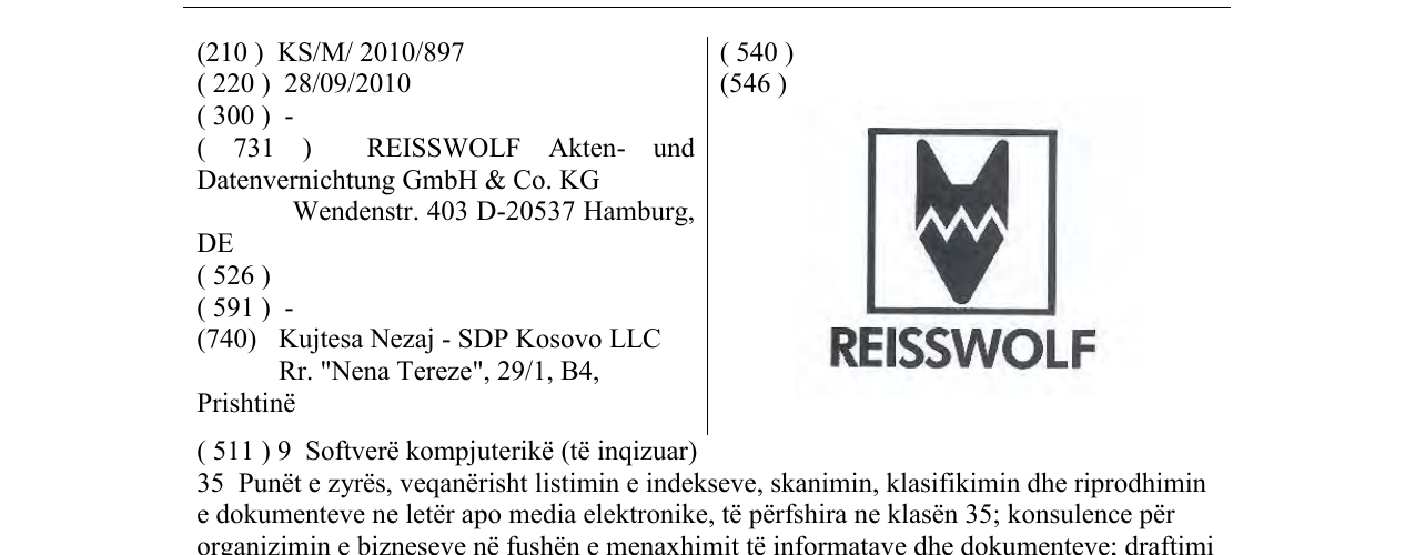Zëri i markës REISSWOLF në buletin