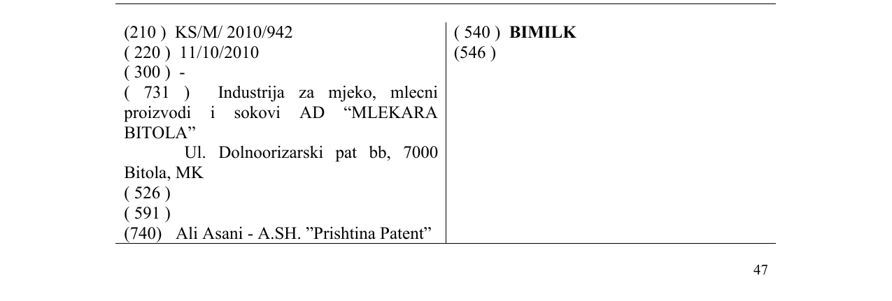 Zëri i markës BIMILK në buletin