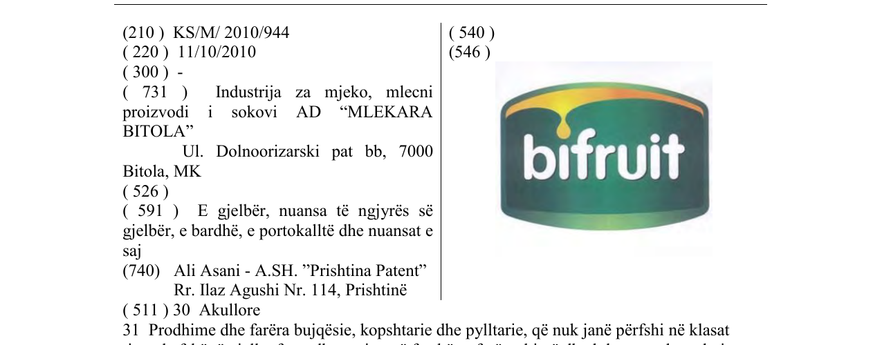 Zëri i markës bifruit në buletin