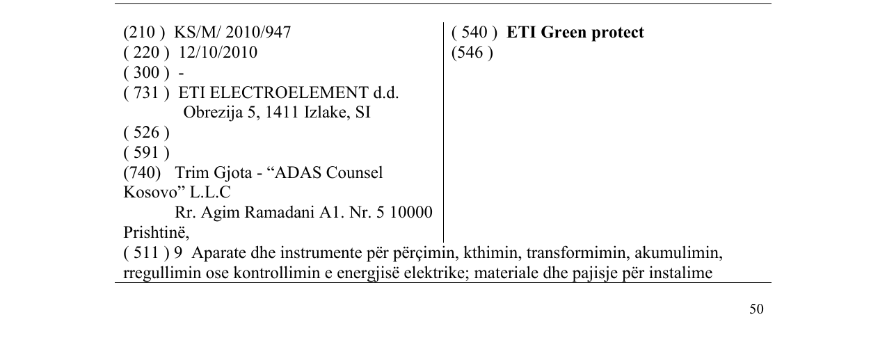 Zëri i markës ETI Green protect në buletin