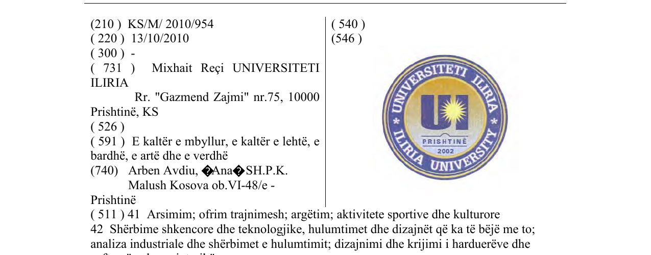 Zëri i markës KOLEGJI UNIVERSITAR ILIRIA në buletin