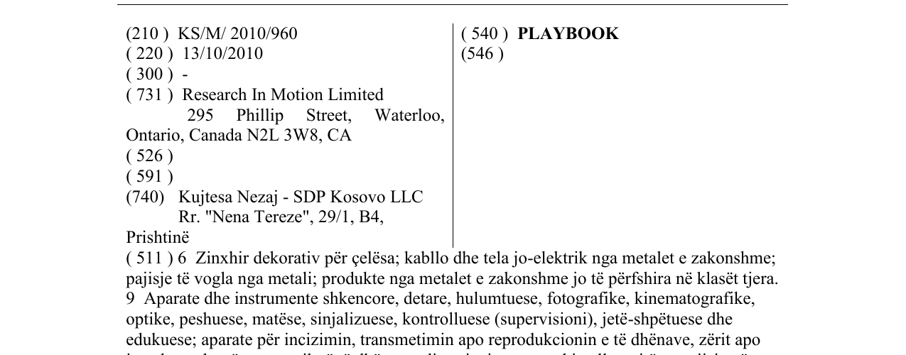 Zëri i markës PLAYBOOK në buletin