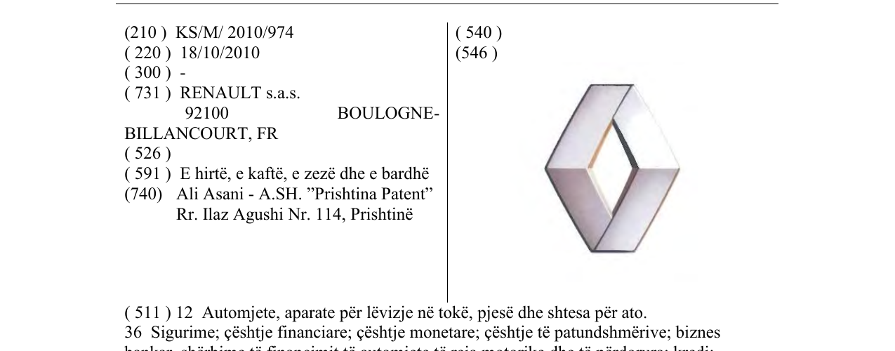 Zëri i markës Markë figurative në buletin