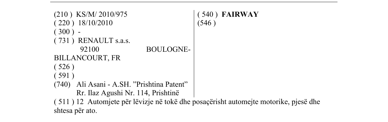 Zëri i markës FAIRWAY në buletin