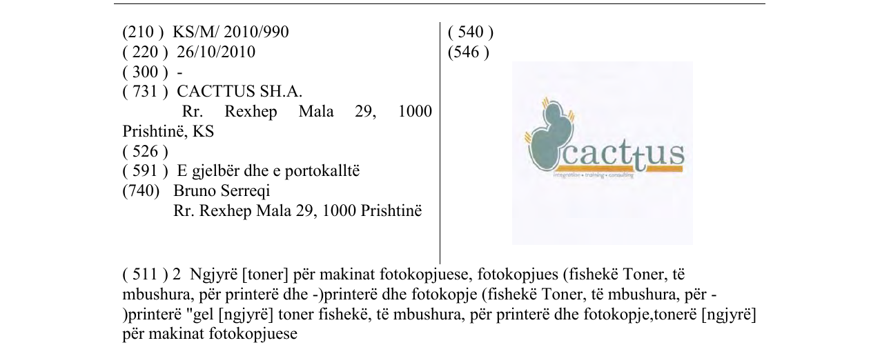 Zëri i markës cacttus në buletin