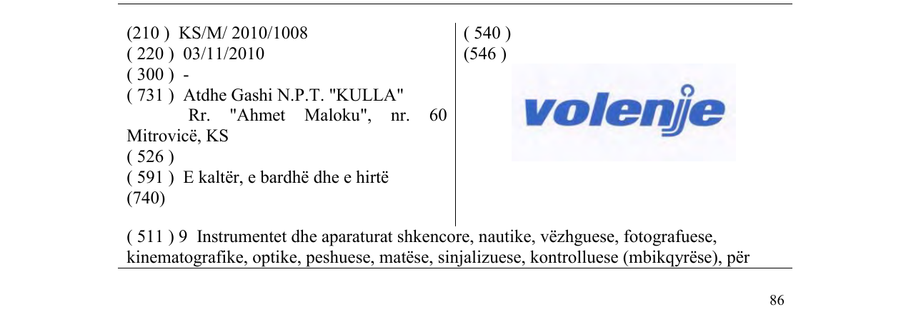 Zëri i markës volenje në buletin