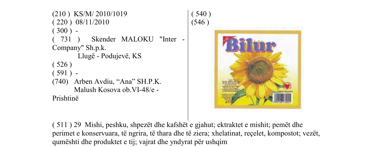 Zëri i markës Bilur në buletin