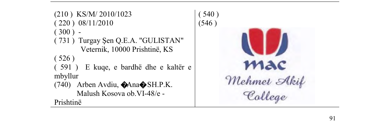 Zëri i markës mac Mehmet Akif College në buletin