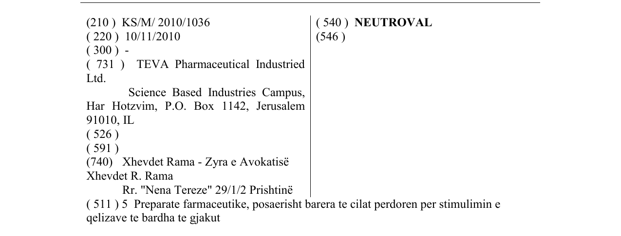 Zëri i markës NEUTROVAL në buletin