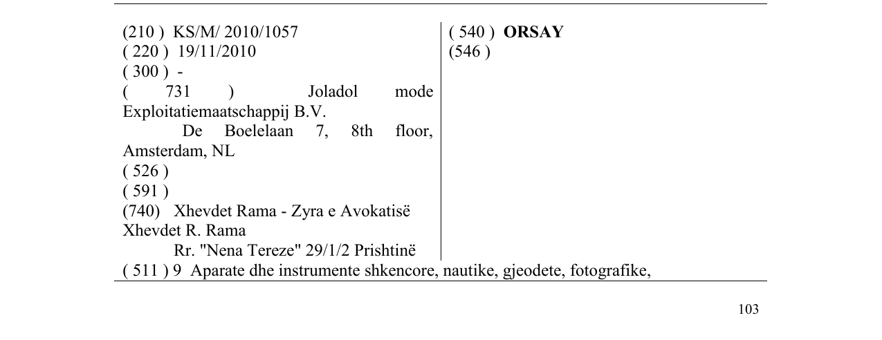Zëri i markës ORSAY në buletin