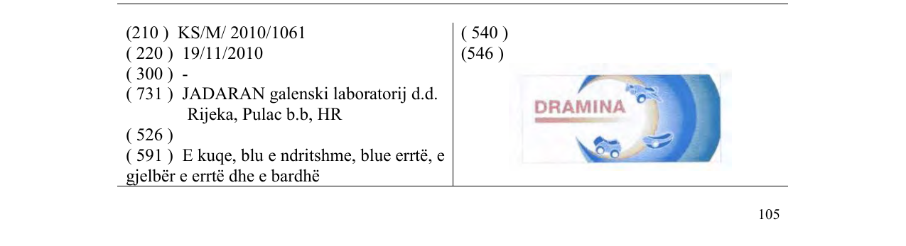 Zëri i markës DRAMINA në buletin